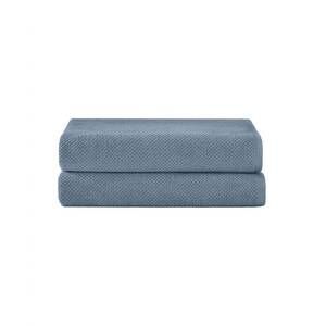 NEW UNDER THE CANOPY textured organic 2 piece bath towel set in chambray